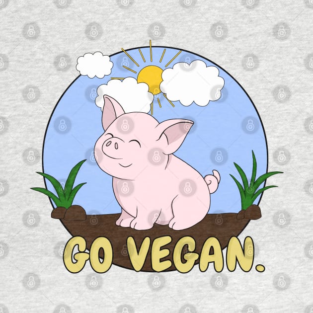 Go Vegan Cute Pig 2 by valentinahramov